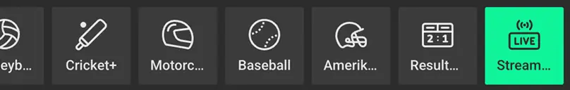 Betinia livestream menu